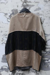 Mutedance splicing loose drawstring V-neck top series MD-MD24SS89-KAQI Khaki PM125